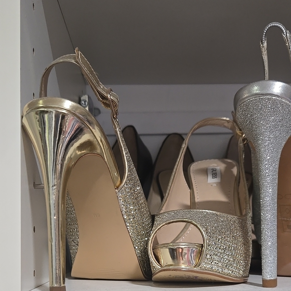 Elegant Gold High Heel Sandals
